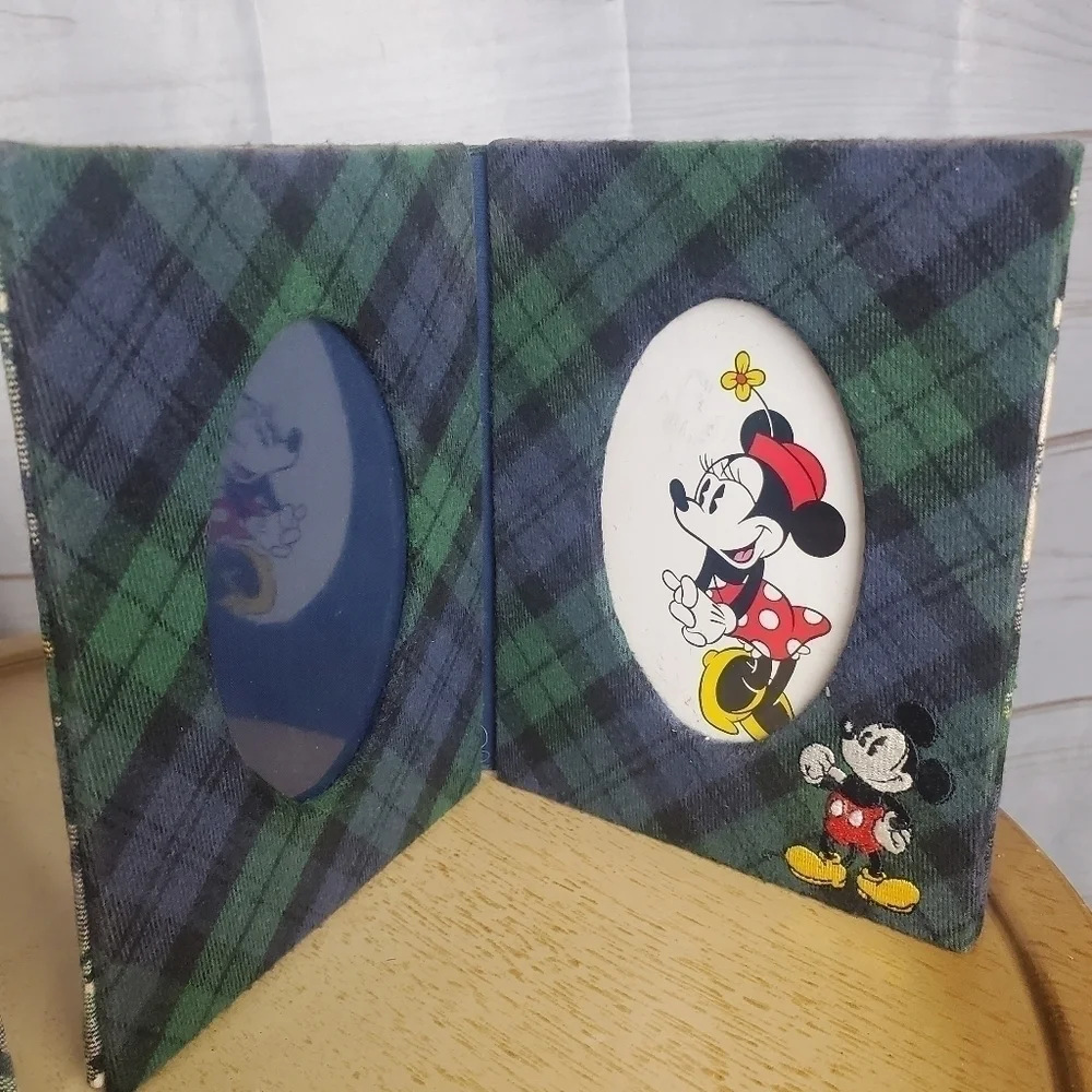 Disney Pack of Two Green Blue Plaid Embroidered Mickey Mouse Picture Frames